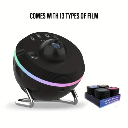 13-in-1 LED Star Galaxy Projector with Interchangeable HD Film Strips, USB Powered Tabletop Night Light for Bedroom, Game Room, Ambient Lighting for Party, No Laser/Battery, Household Application