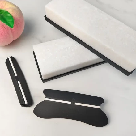 2025 New Two-piece Set of Natural Sharpening Stones, White Agate 180 * 60 * 30, Particle Size 10000 #, Including Foot Pads, Large-sized Polished Sharpening Stones, Equipped with Knife Holder