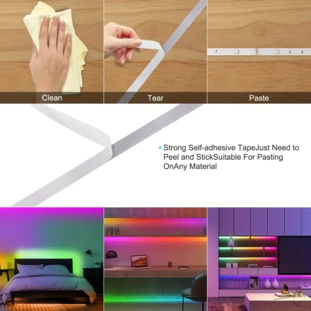KESHU Vibrant RGB LED Strip Lights - Smart Atmosphere Lighting with Music Sync, USB Powered, Multi-Color Circular Display, Wireless & App Control for Living Room, Bedroom, Parties, Dance Halls - No Battery Required, LED Lights for Living Room