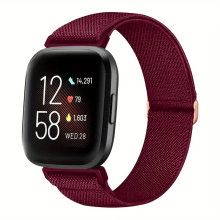 Nylon Watch Band Compatible with Fitbit Versa/Versa Lite/Versa 2, Adjustable Stretch Solo Loop Replacement Wristband, Elastic Bands for Smart Watches, No Battery Required