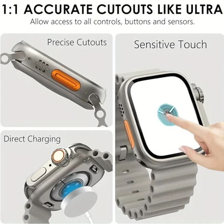 4pcs Hard PC Case for Apple Watch 45mm 41mm 44mm 40mm 42mm 46mm anti-fall Upgrade to Ultra Cover black/blue/titanium/Silvery color for iWatch Series 10 9 8 7 SE 6 5 4 HD Screen protector shell