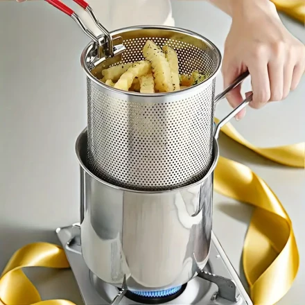 Japanese Tempura Frying Pot - Perfect for Crispy French Fries, Juicy Chicken, And More!Deep Fryer