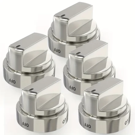 5-Pack Gas Range Metal Knob Replacement Compatible with Stove/Oven/Range Models, Replaces AEZ72909008 AP5669773 PS7321756, No Battery Required, Easy Installation