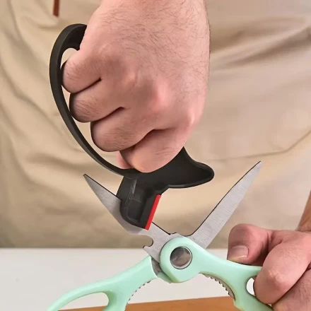 Ergonomic Multi-Function Knife and Scissors Sharpener, V-Grind Sharpening System, Right-Handed, Lightweight, with Manual, Uncharged PP Material, for All Holidays