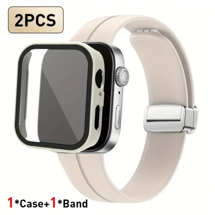 2pcs Huawei Fit3 Silicone Watch Straps with Magnetic Folding Buckle + Full Coverage Tempered Glass Screen Protector, Durable and Comfortable for Everyday Use, Easy Clasp Watch Strap|Stylish Watch Enhancement|Secure Magnetic Buckle