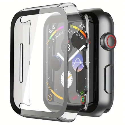 2pcs Apple Watch Series 6 SE Series 5 Series 4, 44mm Screen Protector, Ultra-thin Hard PC Case, with Tempered Glass Screen Protector, HD Ultra-thin Bubble-free Case, Suitable for I Watch Series 6 SE Series 5 Series 4