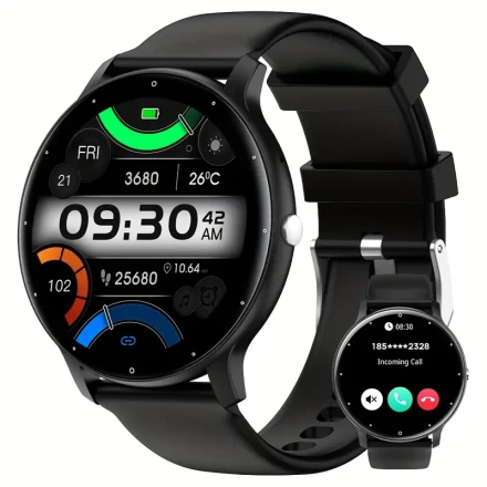 3.25cm Large Display Smartwatch, Multi-Sport Tracking, Call Functionality, GPS, USB Rechargeable 230mAh Battery, Wireless Connectivity, Compatible with Phones for Men & Women