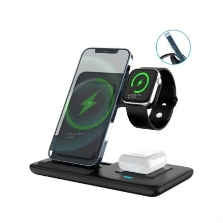 RV Power Adapter Compact, Foldable Wireless Charging Station Perfect for Your Mobile Phone, Apple Watch, and AirPods. Convenient and Space-Saving!