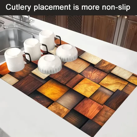 1pc Colorful Wood Grain Pattern Stove Cover Pad - Vibrant Polyester Anti-Slip Protective Cover for Kitchen Decor, Fits Most Stovetops, Adds Style & Functionality to Your Home, Kitchen Decor Accessory | Vibrant Pattern Cover | Durable Stove Pad, Stove Top 