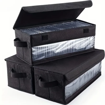 3pcs Premium Nylon CD Storage Boxes with Lids & Handles - Holds 165 Discs, Ideal for Home, Office, Car - Compact Design for Easy Organization, CD Case, Study, School