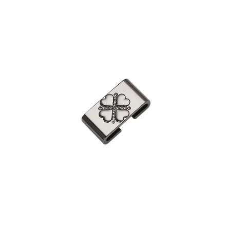 Novel and trendy heart-shaped four-leaf clover inlaid Zirconia watch strap with ring decoration, compatible with iWatch series and Samsung series watch straps, DIY fashion and personality decoration accessories for smart watches