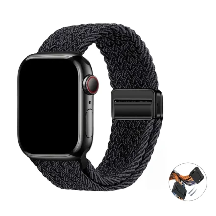 Nylon Sports Strap - Solid Color Series With Magnetic Clasp Loop Double Ring Woven Replacement Strap, Suitable For Apple Watch, Comfortable And Breathable Sports Strap