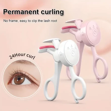 USB Rechargeable Heated Eyelash Curler - Portable, Pink, Easy Curl & Permanent Setting with Bendable Clip, Ideal Holiday Gift, Gift for Women|Intuitive Beauty Gadget|Smooth Finish, Mini Eyelash Curler