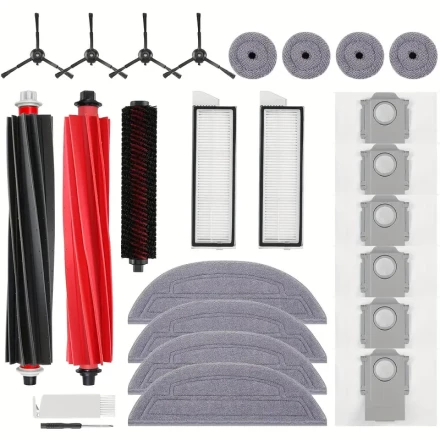 Roborock S8 Max/MaxV Ultra Robot Vacuum Accessories Kit, 24-Piece Set, Includes Main Brush, Rolling Brush, 2 HEPA Filters, 4 Side Brushes, 4 Mop Cloths, Edge Mop Cloth, 6 Dust Bags - Compatible with S8 Max/MaxV Vacuum Cleaners