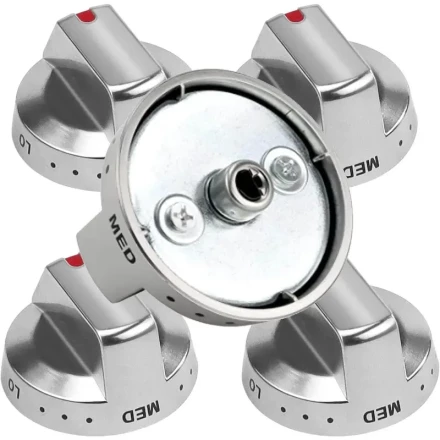 Stainless Steel Stove Control Knob DG64-00473A, Metal D-Shaft, Replacement Accessory for Samsung Gas Stove, Compatible with NX58F5700WS, NX58H5600SS, NX58H5650WS, NX58J7750SS Models