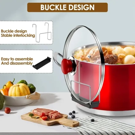 1pc Hand Free Slow Cooker Stainless Lid Holder with Silicone Sink, Pot Lid Organizer Stand for Most Slow Cookers And Pots, Condensation Drip Catching Accessory for Clean Countertop - Dishwasher Safe