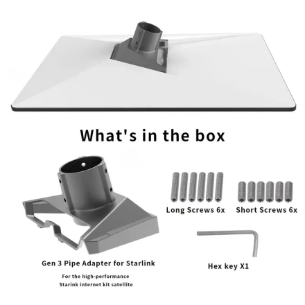 Starlink Gen 3 Aluminum Pipe Adapter & Mounting Kit - Easy-to-Install, No-Power Roof Mount for Standard Starlink Dishes, Includes V3 Mount Plate & Installation Tools, Perfect for Satellite Internet Access, Satellite Dish Mount|Sleek Modern Design|Complete