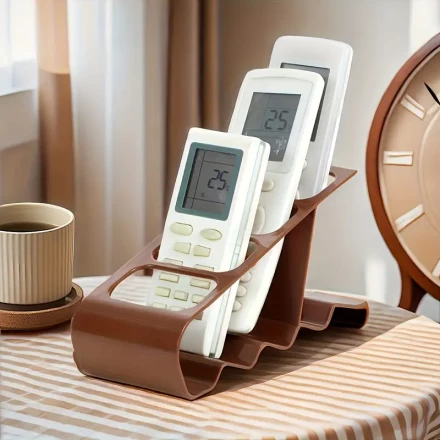 1pc Multifunctional Remote Control Holder - a Stylish Desktop Organizer Suitable for TV, Air Conditioning, Etc., Holds 4 Remote Controls, Available in Black, Brown, And White.