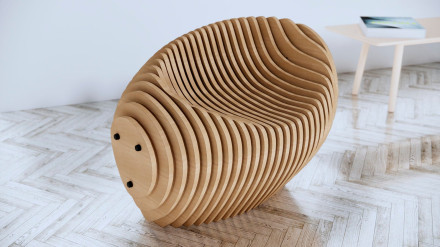 Boat-shaped armchair