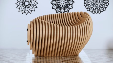 Boat-shaped armchair