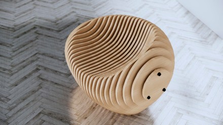 Boat-shaped armchair