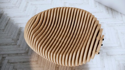 Boat-shaped armchair