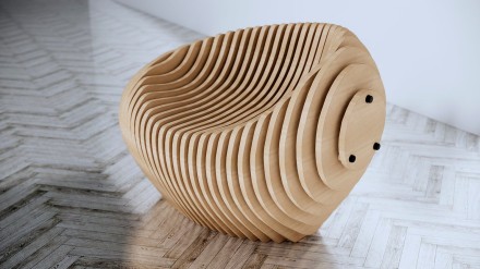 Boat-shaped armchair