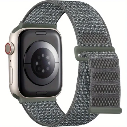 1pc Durable Nylon Loop Strap for Apple Watch 38/40/41/42/44/45/46/49mm - Adjustable Sport Band with Silicone Loops, Compatible with iWatch Series SE 10/9/8/7/6/5/4/3 Ultra, for Men & Women, Apple Watch Accessories