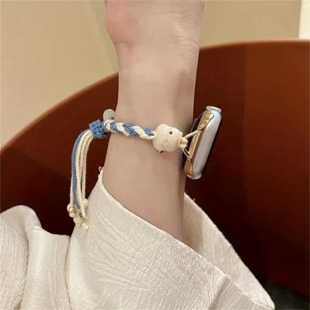 Handmade DIY Elastic Watch Band Cover for iWatch SE9, Compatible with 38mm-49mm Wrist Sizes