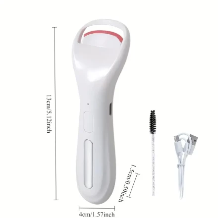 USB Rechargeable Electric Eyelash Curler with Radian Fit Design – Portable, Long-Lasting, and Compact for Quick Touch-Ups, Pink, Portable Eyelash Curler | Modern Eyelash Curler | Gentle Eyelash Care