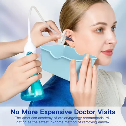 Ear Wax Removal, Manual Ear Irrigation Flushing System, Ear Wax Removal Tool, Safe and Effective Ear Cleaning Kit, Ear Cleaner - Earwax Cleaner with Water Basin, Microfiber Towel, Silicone Bulb, 30pcs Single-Hole Nozzles, 1pc Five-Hole Nozzle