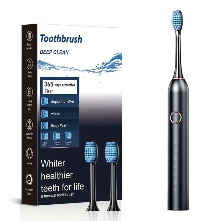 Smart Electric Toothbrush Kit for Adults - Deep Clean, Soft Bristles, USB Rechargeable with 800mAh Battery