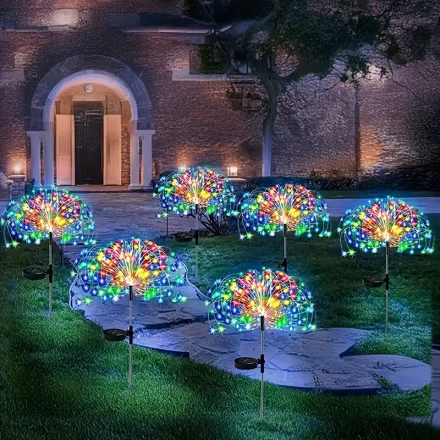 FACHOI 420LED Solar Firework Lights, 8 Modes, - High-Quality Outdoor Garden, Patio, Walkway, Pathway Lighting, 360/200/60 LED Options for Party & Wedding Decor