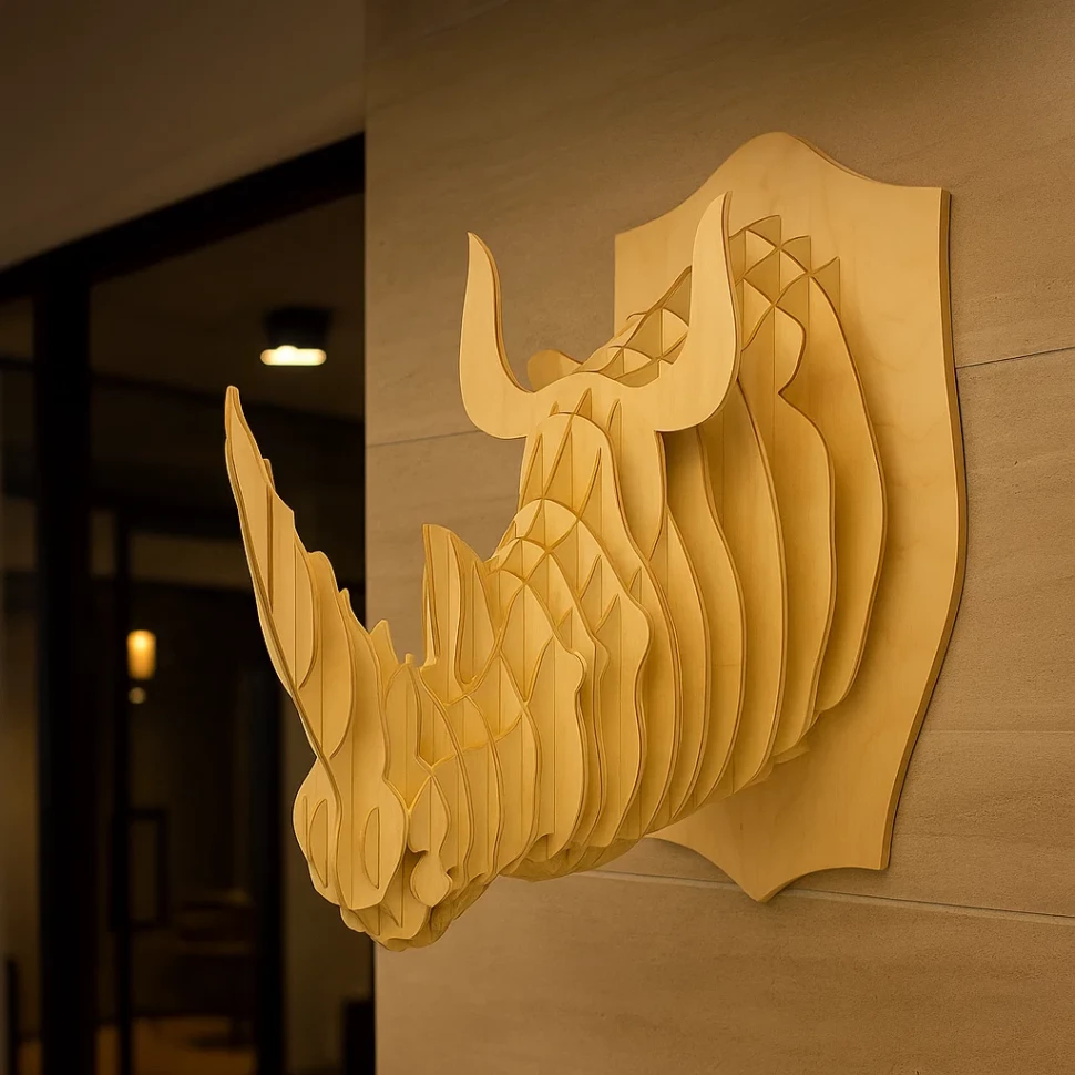 3D Rhino Wall Art