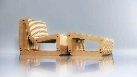 Set of an armchair and a footrest