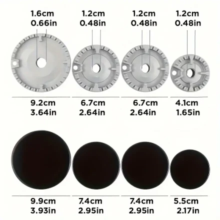 4-Pack Aluminum Alloy Gas Stove Knob Covers & Sabaf Burner Caps Set - Universal Fit Oven Cooktop Accessories for Gas Ranges - No Battery Required