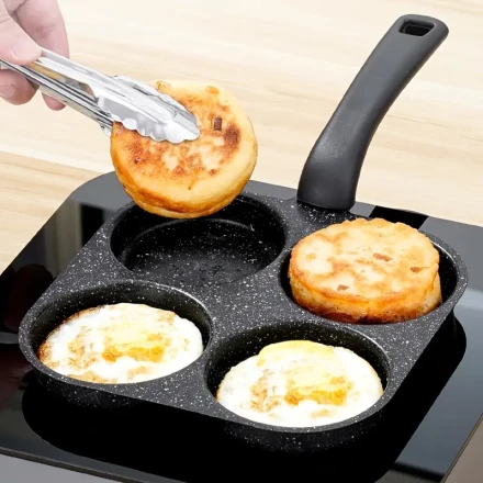 1pc Non-Stick Cast Iron Egg Frying Pan, Pancake Maker for Breakfast, Compatible with Gas and Electric Stoves, Ideal Kitchen Tool, Burger Pan, Kitchen Supplies, Kitchen Accessories