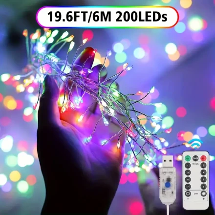 Charming 100 LED Fairy Tale Lights with Remote - 8 Modes, USB-Powered, Warm White String Lights with Timer, Perfect for Christmas Tree, Bedroom, Wedding, and Holiday Decorations, Lights for Decoration, Best for Christmas