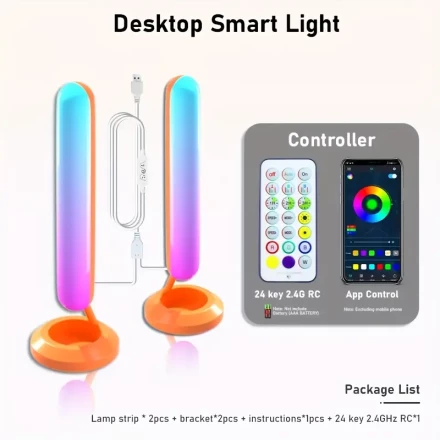 Smart LED Light Strip Set -2 Sets Of Rgb Light Strips Support Music Rhythm, with Application Control, 2.4g Remote Control, 213 Dynamic Modes, USB Power Supply Suitable for TV, Computer Atmosphere Lighting (Bedroom/Party/Wedding Decoration)