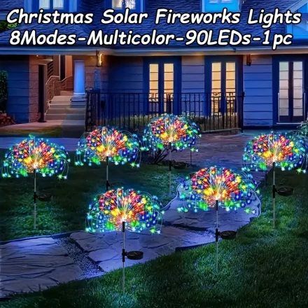 Solar Garden Lights Outdoor Waterproof: Fireworks Fairy Light Smart for Yard Decorative Outside - LED Sparkler String Lighting Patio Pathway House Decorations