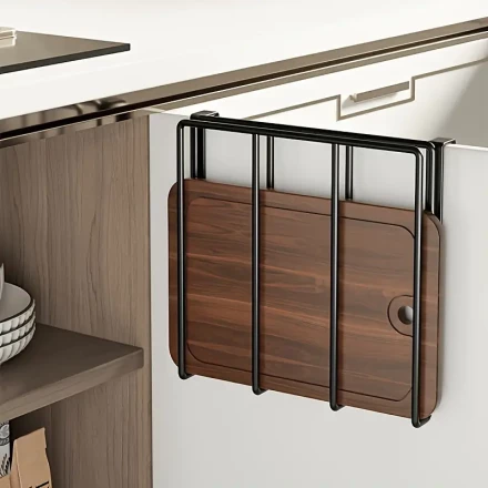 1pc Space-Saving Stainless Steel Kitchen Hook Rack, Including Cutting Board and Cover Rack, Easy to Install, for Kitchen Tools and Bathroom Essentials