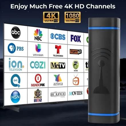 HDTV 4K Indoor/Outdoor Antenna - High Definition Digital TV Signal Booster, Long Distance Reception, Supports HD VHE UHE, DVB-T2, DTMB, ATC, DVB-T, DMB-T, ISDB-T, ATSC, DAB/FM, 360° Signal Receive, BOB, Satellite, Car TV Receiver, 1080P Digital Antenna