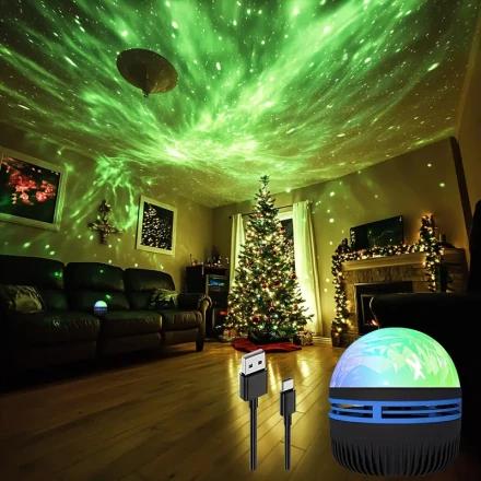 1pc LED Starry Night Light Projector – USB-Powered Colorful Floodlight with Remote Control, Perfect for Youngsters' Room Decor, Camping, Parties & Holiday Celebrations, Camping Night Light|Sleek Spherical Design|Usbpowered Light