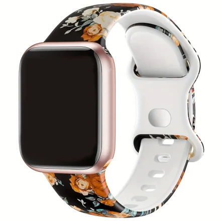 Leopard Floral Silicone Bands Compatible With IWatch Band 41mm 40mm 38mm For Women, Fadeless Cute Floral Pattern Printed Silicone Replacement Band For IWatch SE Series 8 7 6 5 4 3 2 1