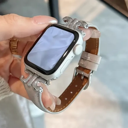 1pc Women’s Synthetic Synthetic Leather Apple Watch Band - Adjustable Silvery Buckle, Fits 38/40/41/42/44/45/46/49mm, Compatible with All Apple Watch Series (Ultra/SE/9/8/7/6/5/4/3/2/1)