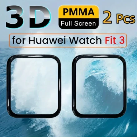 2pcs Huawei Watch Fit 3 Screen Protector, Full Coverage Curved TPU Film, 3H Hardness, Scratch-Resistant, Easy Installation, No Battery Required