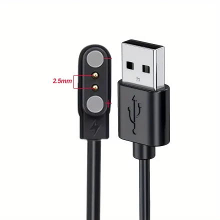 Magnetic USB Charging Cable for Smartwatches - 2-Pin & 4-Pin, Flat Design, Cat5e Compatible - White W67 & Black I6-C