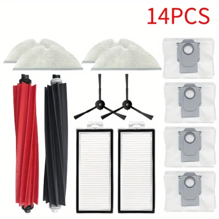 Roborock Q8 Max/Q8 Max+/Q5 Pro/Q5 Pro+ Accessories Kit – Dual Rubber Brushes, Durable Side Brushes, Washable HEPA Filters, Dust Bags, Microfiber Mop Pads – Robot Vacuum Replacement Parts Pack