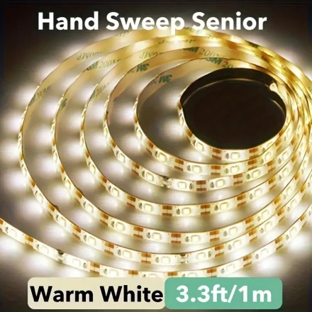 1 smart motion sensor LED strip light, 99.97cm-5.0meter DC5V USB automatic sensing for Switch light, white light warm light, suitable for stairs, wardrobes, wardrobes, kitchens, bedrooms, corridors LED lights