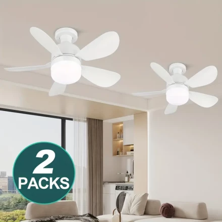 White Dual-Branch Built-in Smart Fan Light, Two-Pack with Remote Control Socket Fan Light - 3 Adjustable Light Modes and Speeds, Easy to Screw-in Installation - E26/E27 Base 1 Multi-Function Socket Ceiling Fan with Remote Control - Dimmable, Easy to Insta